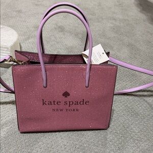 kate spade glittery rose-pink satchel with lilac straps
